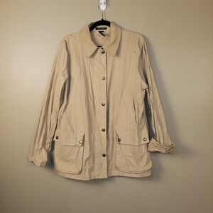 Ralph Lauren XL Beige Cotton Twill Cord Collar Chore Barn Utility Jacket Coat